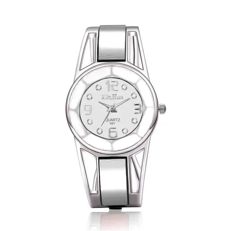 Luxury Stainless Steel Dial Quartz Bracelet Watch for Women - Elegant Ladies Wristwatch with Skeleton Design - Image 3