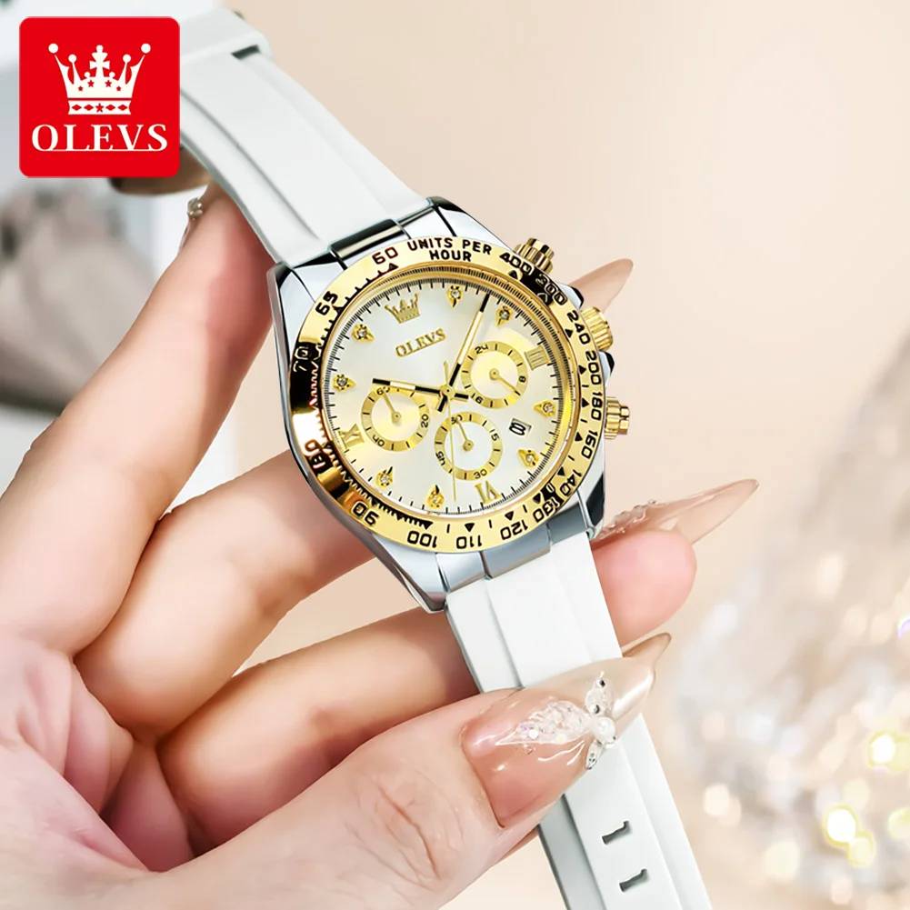 OLEVS 5618 Luxury Women's Quartz Watch - Silicone Band, Waterproof, Calendar Chronograph, Sports Design - Image 2