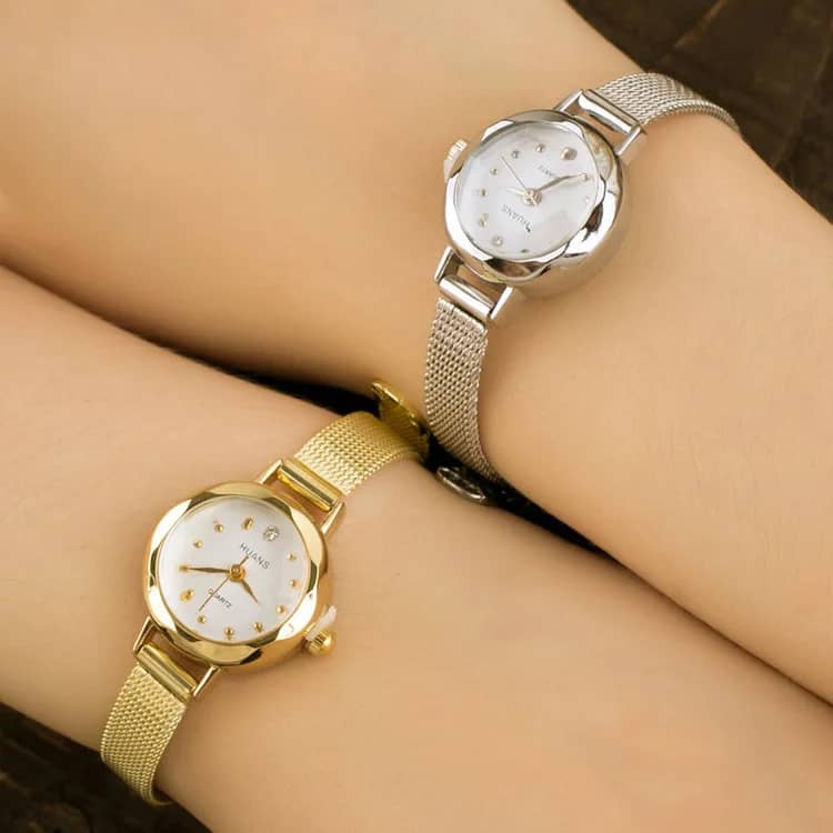 Women's Gold Casual Quartz Watch - Stainless Steel Mesh Band, Elegant Dress Style, Perfect for Ladies - Image 1