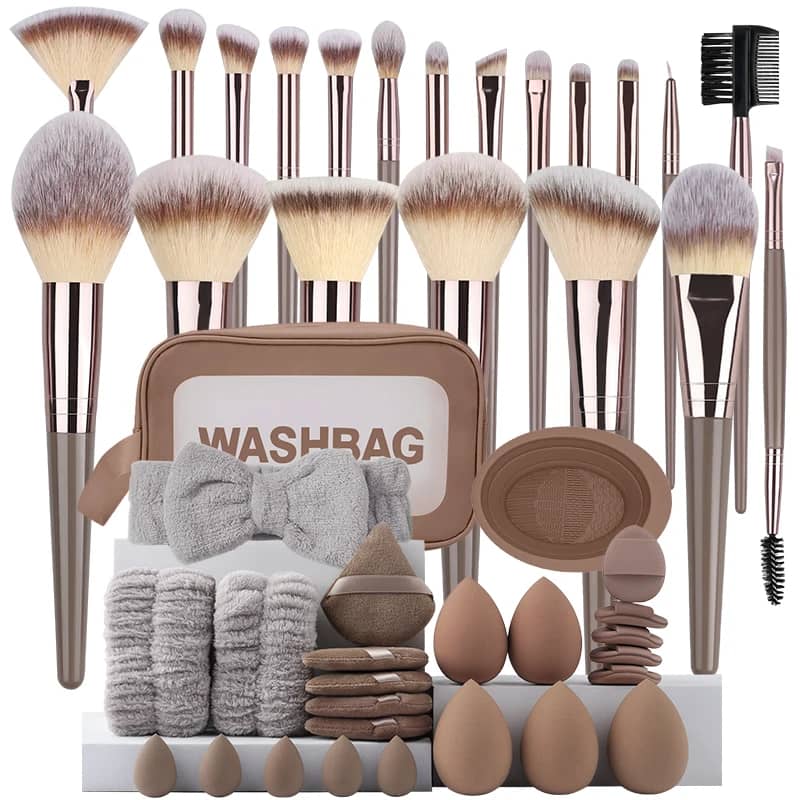 Professional 3-20PCS Makeup Brush Set for Women - Soft Fluffy Nylon Kabuki Foundation, Eyeshadow, Concealer, Blending, Blush Beauty Tools with ABS Plastic Handles - Image 1