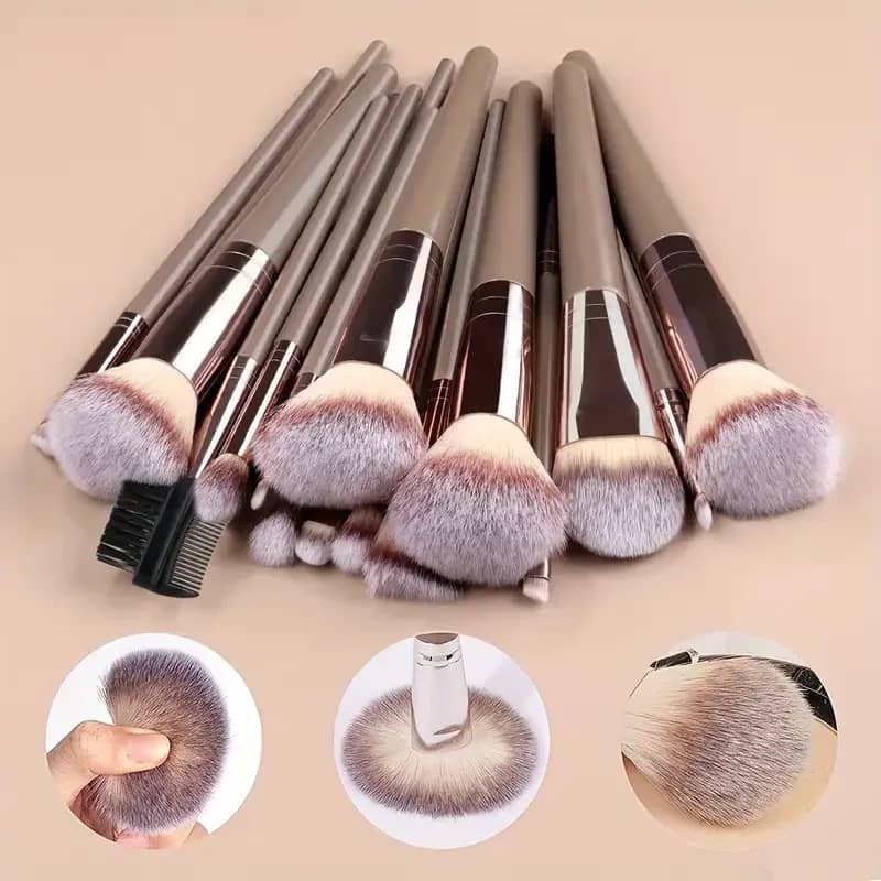 Professional 3-20PCS Makeup Brush Set for Women - Soft Fluffy Nylon Kabuki Foundation, Eyeshadow, Concealer, Blending, Blush Beauty Tools with ABS Plastic Handles - Image 2