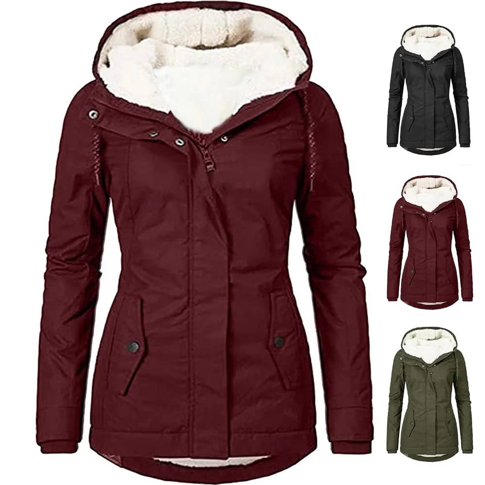 Women's Winter Faux Fur Hooded Jacket Coat - Long Sleeve Warm Velvet Parka for Fashionable Ladies - Image 3