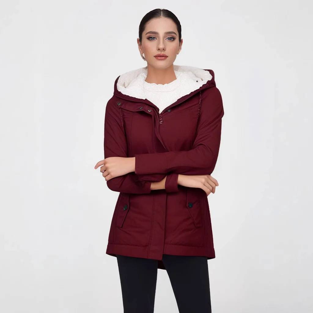 Women's Winter Faux Fur Hooded Jacket Coat - Long Sleeve Warm Velvet Parka for Fashionable Ladies - Image 1