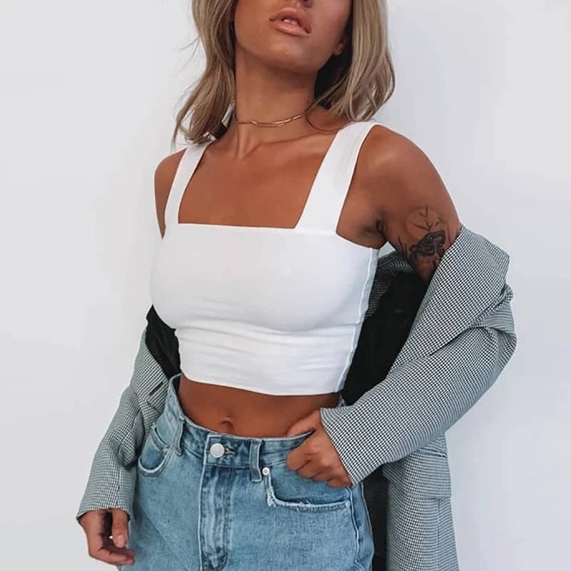 Women's Square Neck Sleeveless Crop Top - Sexy Backless Cami Tank Shirt for Summer Casual Wear - Image 2