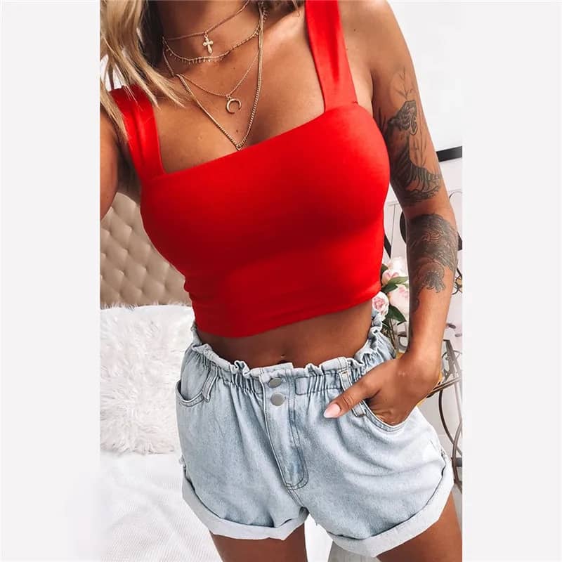 Women's Square Neck Sleeveless Crop Top - Sexy Backless Cami Tank Shirt for Summer Casual Wear - Image 4