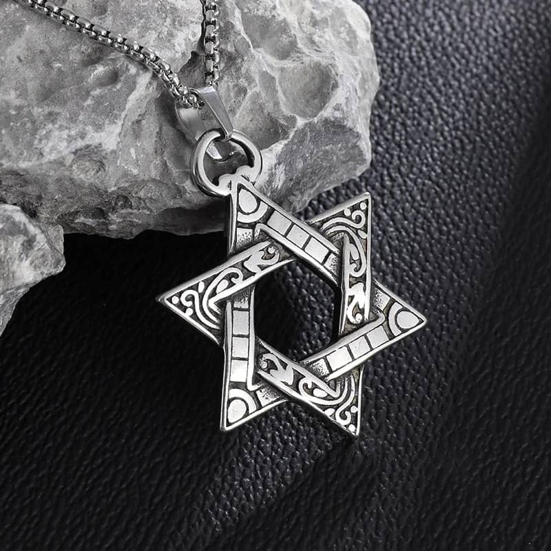 Stainless Steel Solomon Star of David Pendant Necklace for Men - Six-Pointed Jewish Star Jewelry, New Year Gift - Image 4