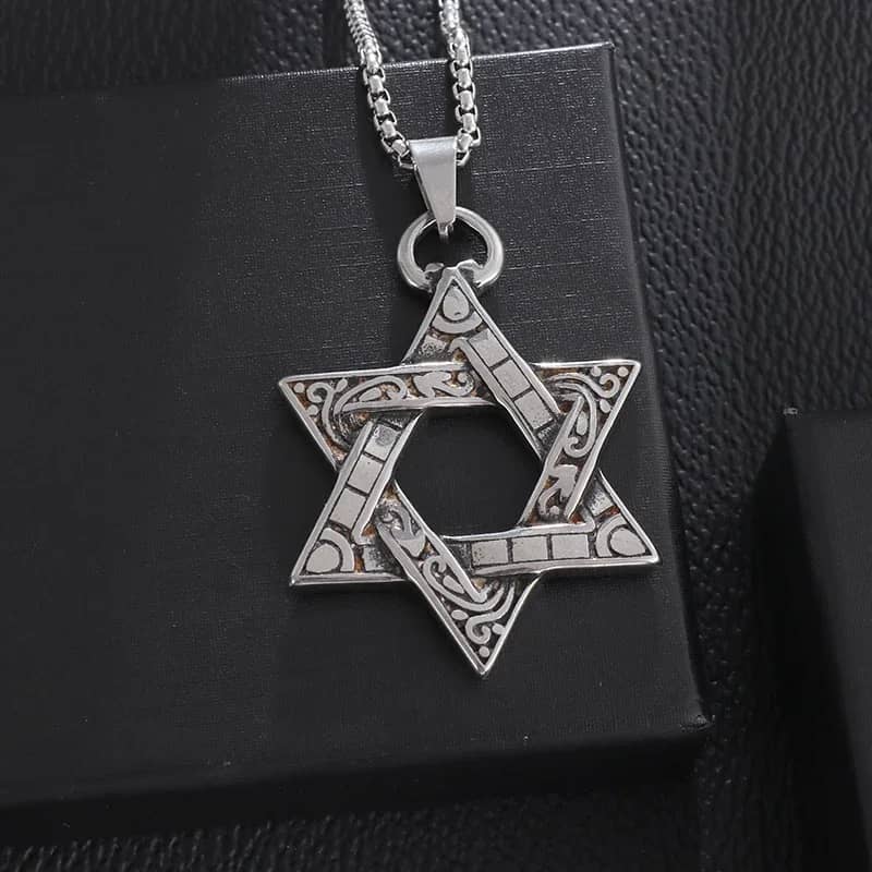 Stainless Steel Solomon Star of David Pendant Necklace for Men - Six-Pointed Jewish Star Jewelry, New Year Gift - Image 3