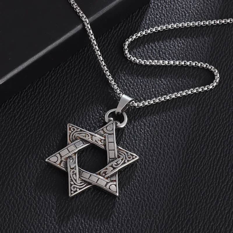 Stainless Steel Solomon Star of David Pendant Necklace for Men - Six-Pointed Jewish Star Jewelry, New Year Gift - Image 2
