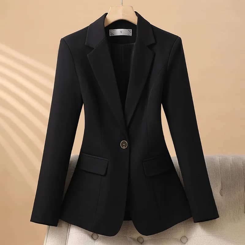 Women's Slim Fit Single Button Blazer Jacket - Elegant Red, Black, White Casual Office Coat for Autumn/Winter Fashion 2024 - Image 4