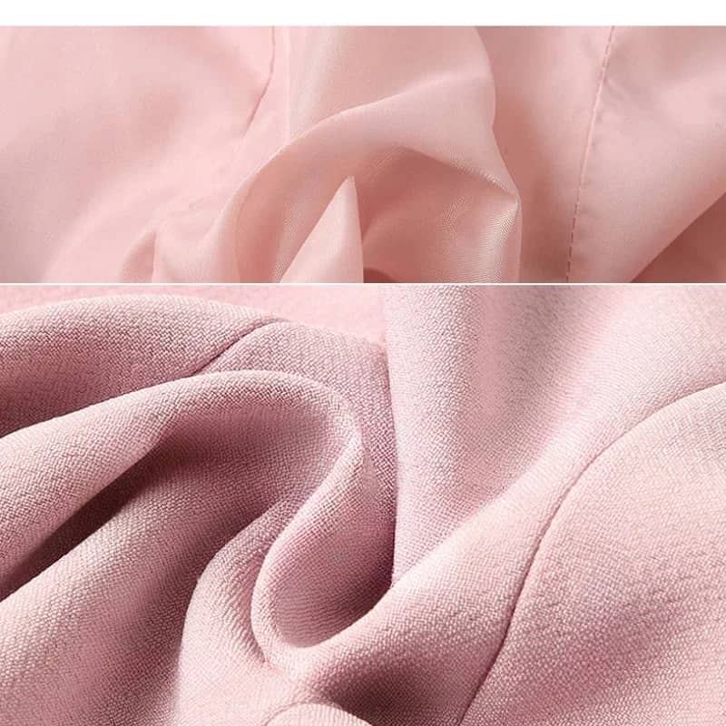 Women's Pink Slim Fit Blazer Jacket - Korean Style Casual Chic Elegant Short Sleeve Top for Spring/Autumn - Image 6