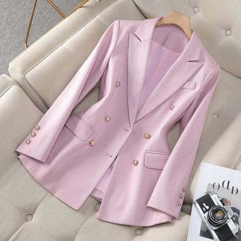 NAVIU High-End Women's Blazer Jacket - Spring/Autumn Office Business Suit, Long Sleeve Coat in Blue, Pink, or Apricot - Image 3