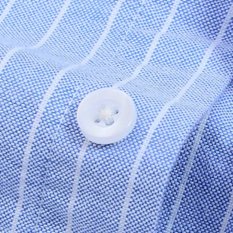 Men's Korean Style Oxford Cotton Long Sleeve Shirt - Versatile Striped Pattern, No Ironing Casual Wear for Youth - Image 4