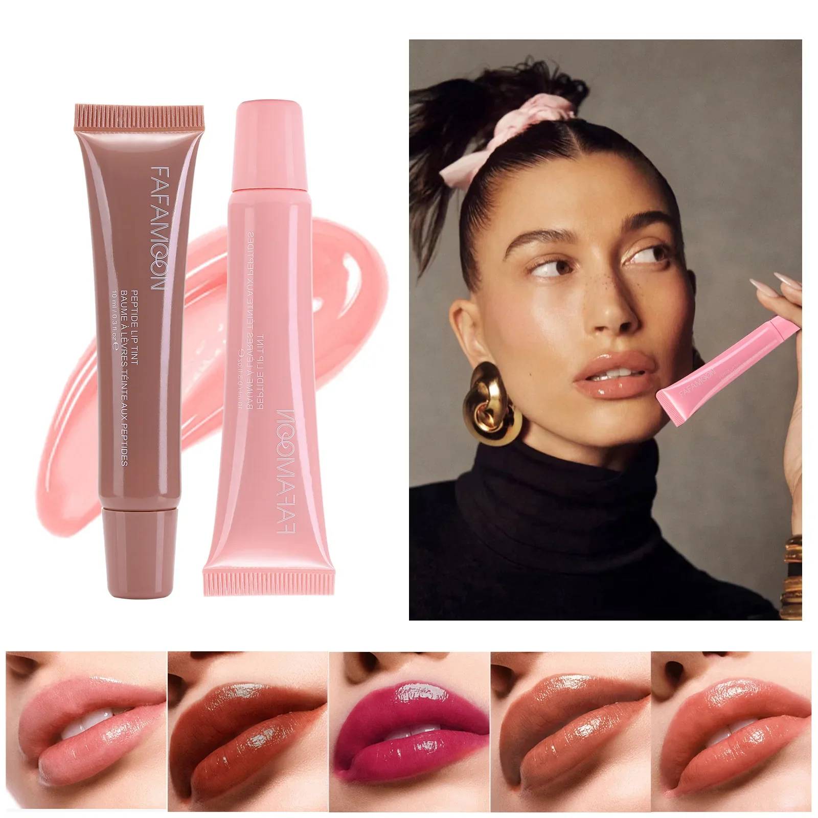 Moisturizing Transparent Lip Gloss Oil - Nude Brown Plumping Effect, Soft Tube Mirror Finish, Beauty Cosmetics Makeup for a Natural Look - Image 2
