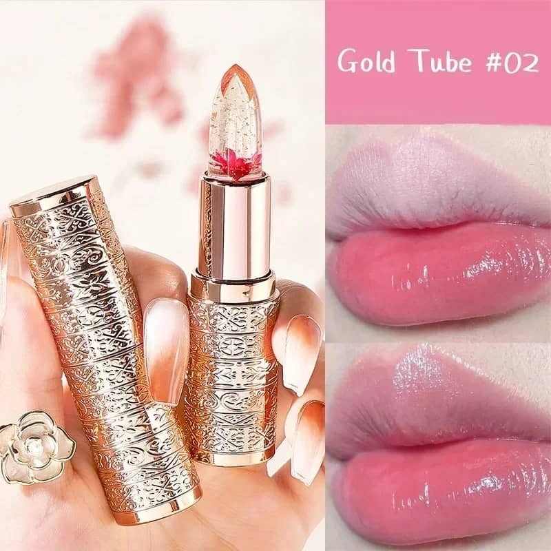 Flower Jelly Lip Gloss Lipstick Balm - Temperature Color Changing Moisturizing Long Lasting Lip Care Makeup for Women - Image 2
