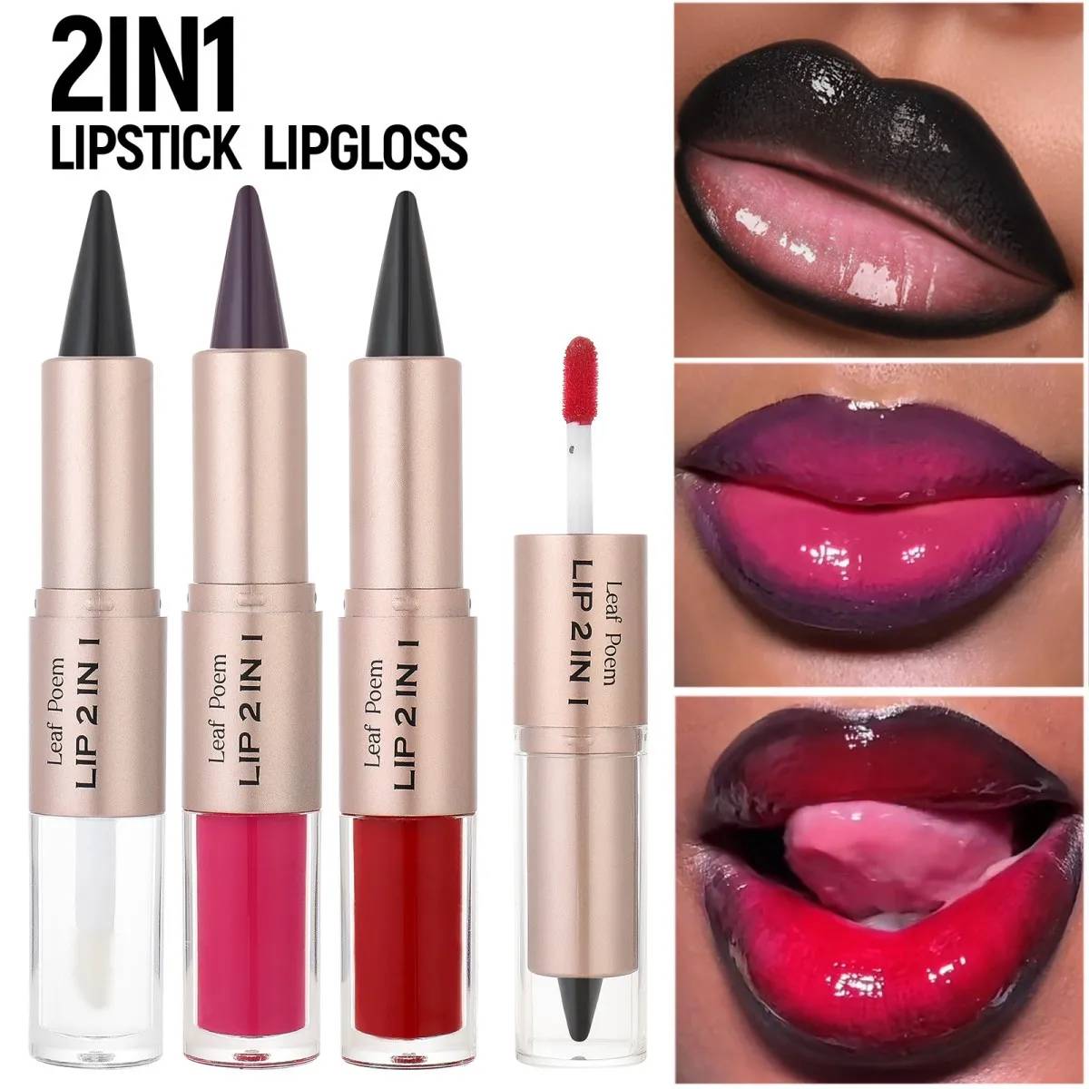 2-in-1 Gradient Lipliner Pen & Lip Gloss - Nude Brown Matte Lip Liner with Mirror Finish, Waterproof, Non-Stick, Long-Lasting Makeup for Stunning Lips - Image 4