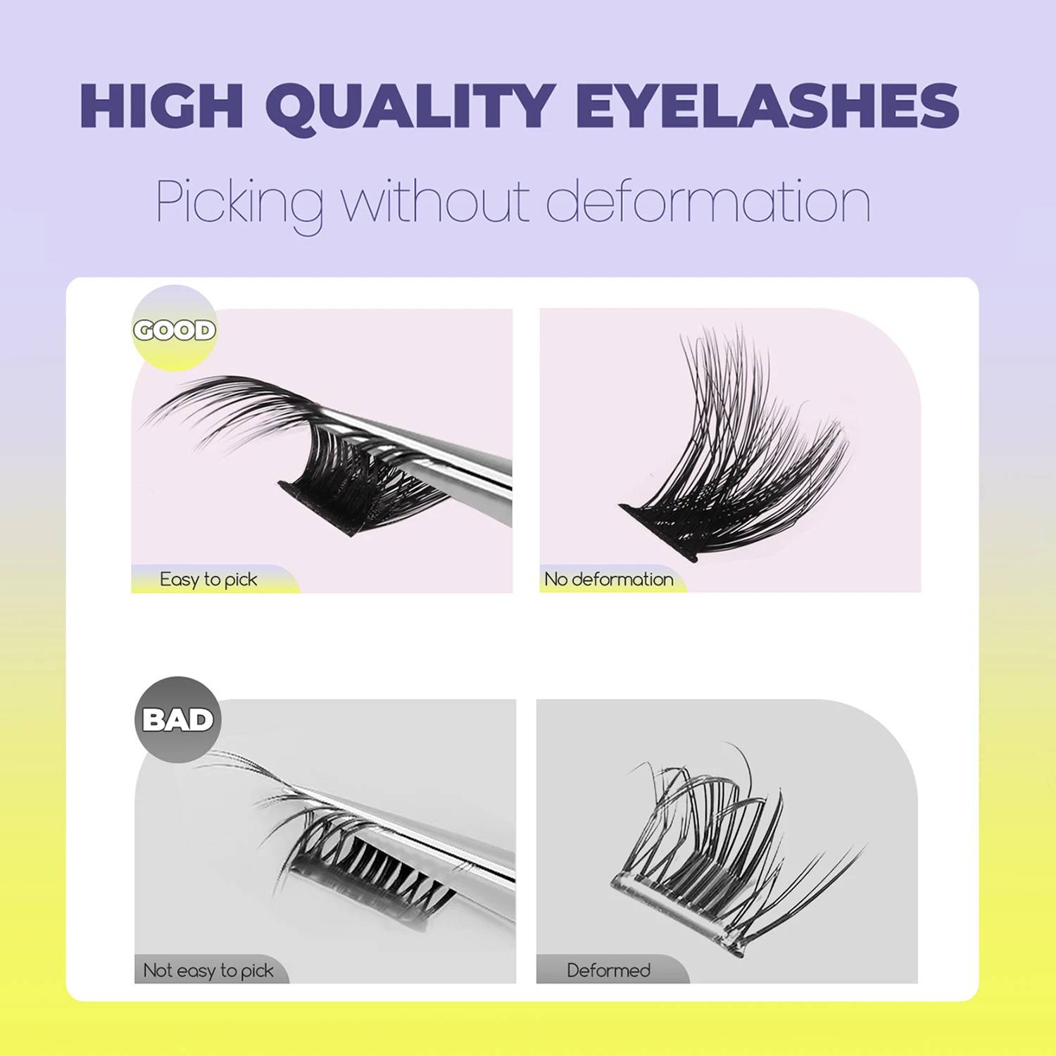 GROINNEYA 3D Wispy Cat Eyelash Clusters - DIY Individual Volume Fluffy Extensions, Natural Look, 9 Lengths (7-15mm), Comfortable Cotton Band, Long-Lasting Imported Fiber for All Occasions - Image 5