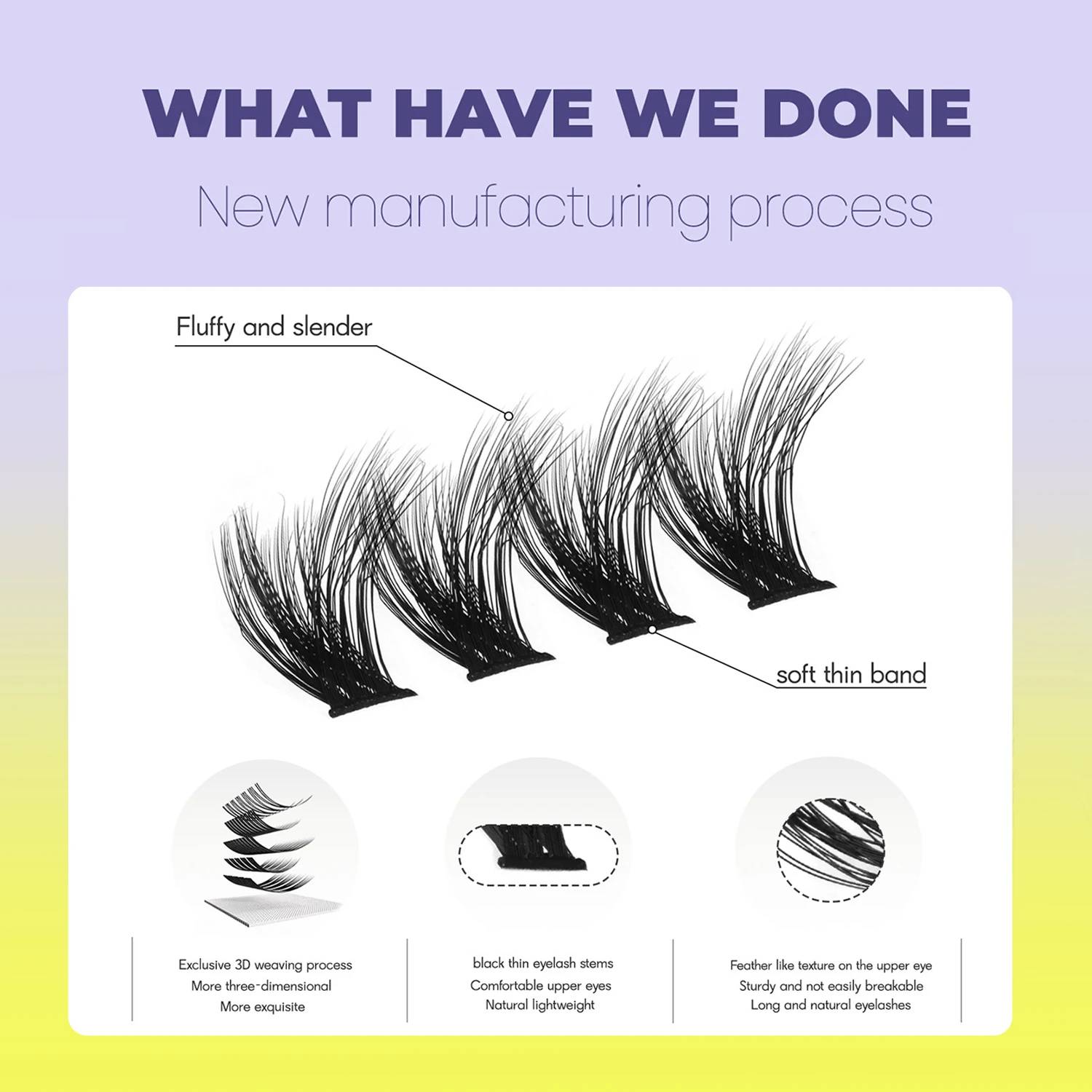 GROINNEYA 3D Wispy Cat Eyelash Clusters - DIY Individual Volume Fluffy Extensions, Natural Look, 9 Lengths (7-15mm), Comfortable Cotton Band, Long-Lasting Imported Fiber for All Occasions - Image 4