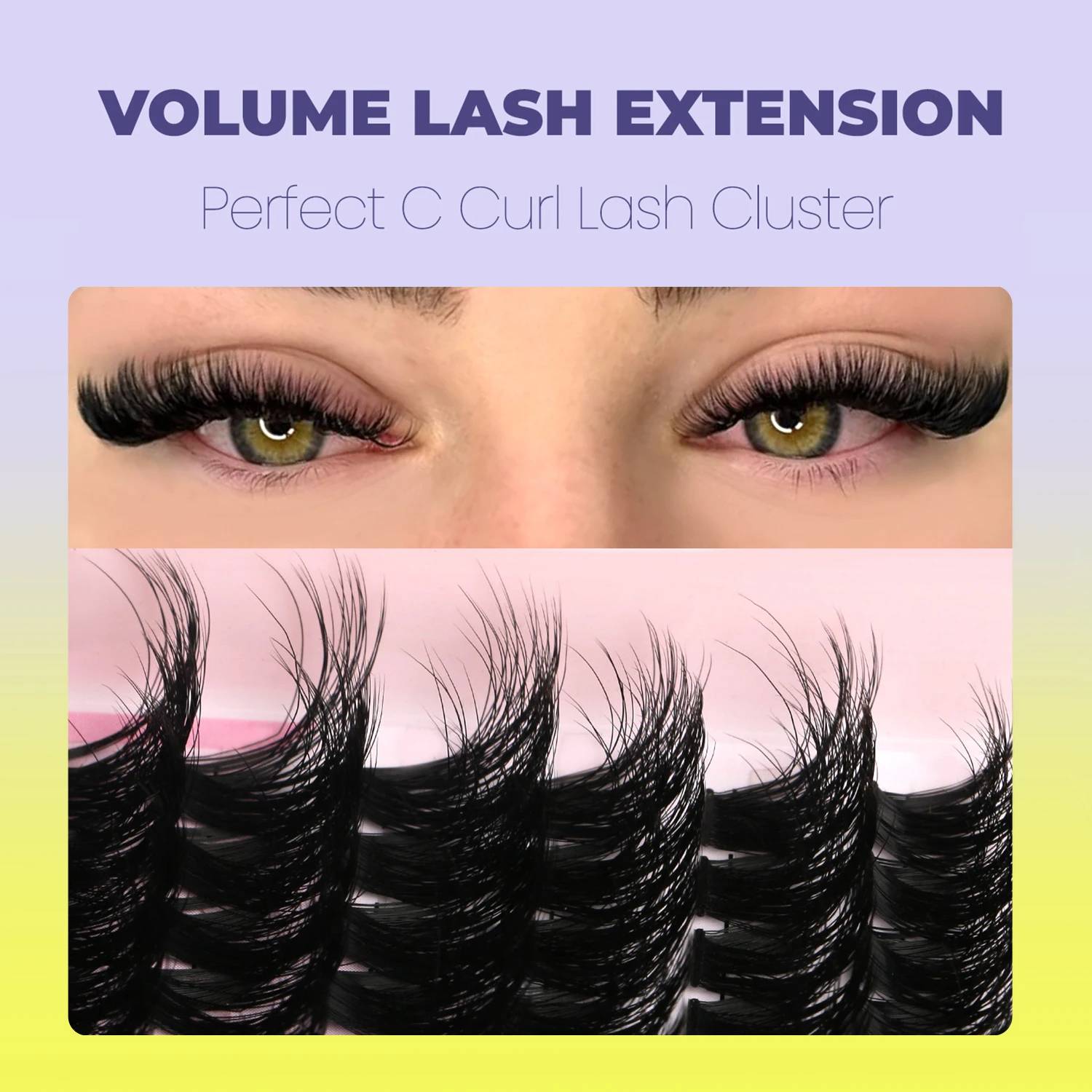 GROINNEYA 3D Wispy Cat Eyelash Clusters - DIY Individual Volume Fluffy Extensions, Natural Look, 9 Lengths (7-15mm), Comfortable Cotton Band, Long-Lasting Imported Fiber for All Occasions - Image 2