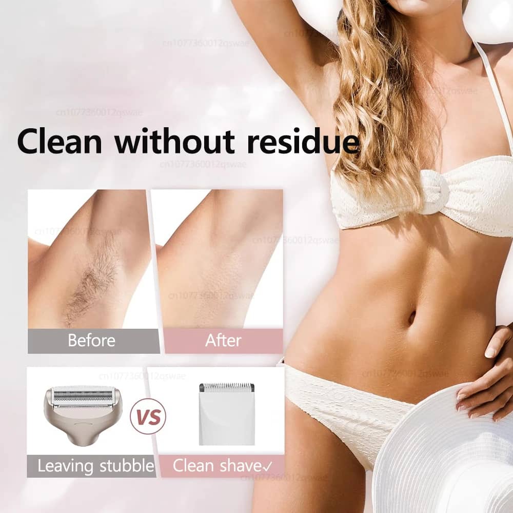 Women's Electric Shaver & Bikini Trimmer - Portable Painless Epilator for Face, Underarms, Legs - Gentle Hair Removal for Ladies - Image 4
