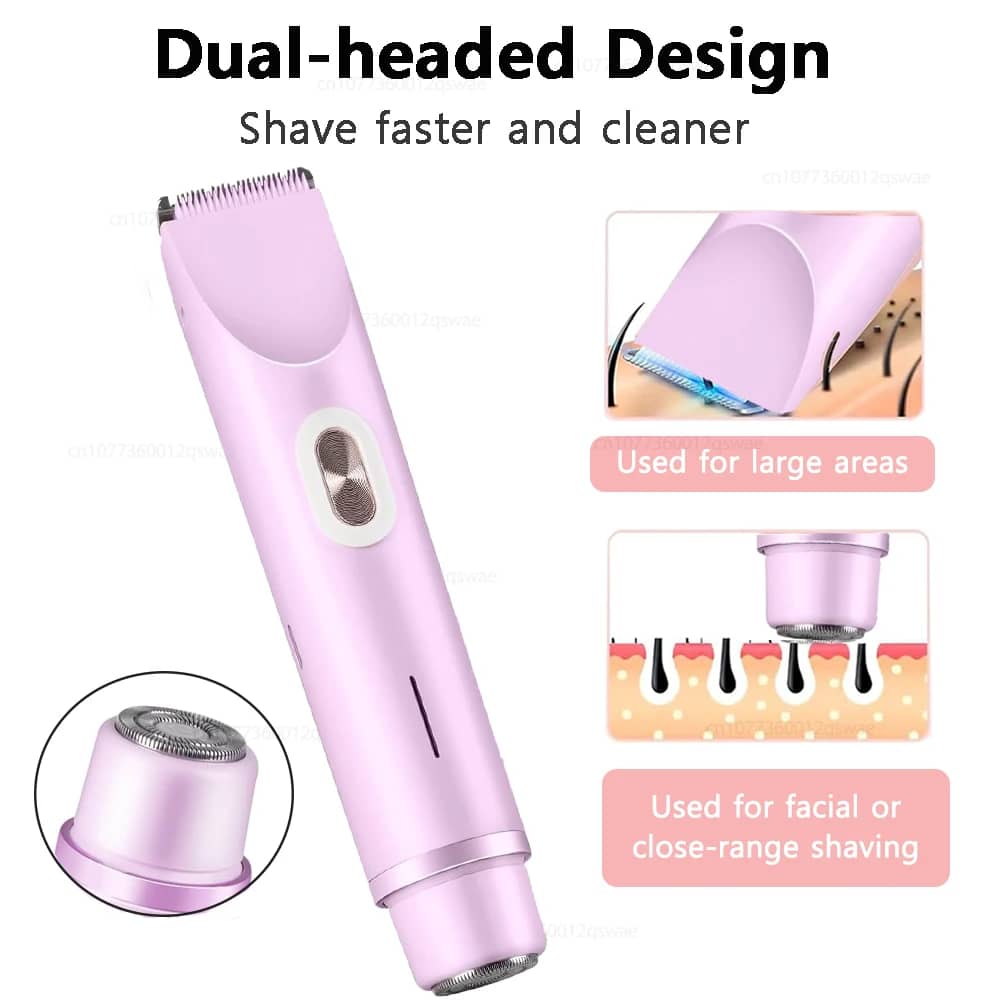 Women's Waterproof Electric Shaver & Bikini Trimmer - Dual Head, Painless Body Hair Removal for Legs, Underarms, Face - 3/6mm Comb Guide, USB Rechargeable - Image 3