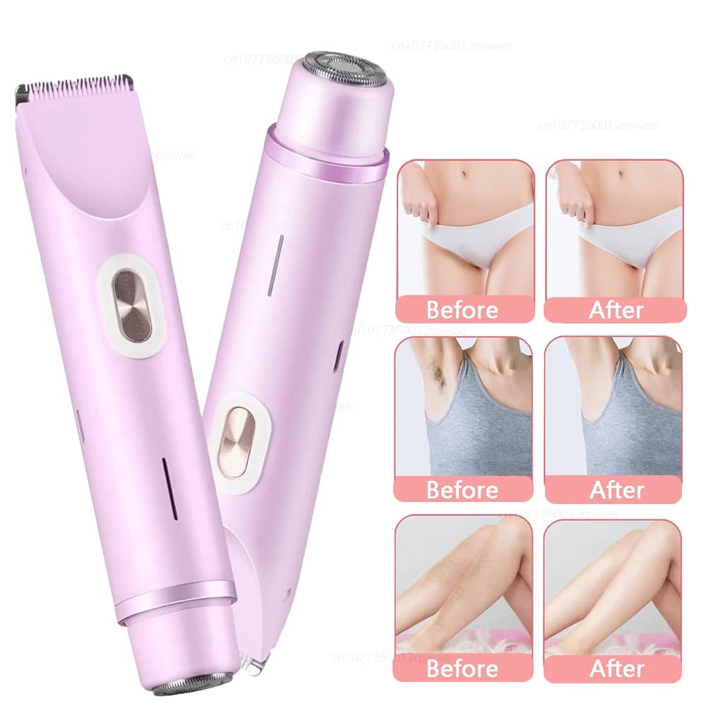 Women's Waterproof Electric Shaver & Bikini Trimmer - Dual Head, Painless Body Hair Removal for Legs, Underarms, Face - 3/6mm Comb Guide, USB Rechargeable - Image 5