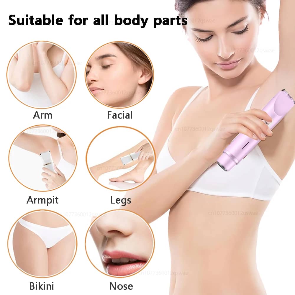 Women's Waterproof Electric Shaver & Bikini Trimmer - Dual Head, Painless Body Hair Removal for Legs, Underarms, Face - 3/6mm Comb Guide, USB Rechargeable - Image 2