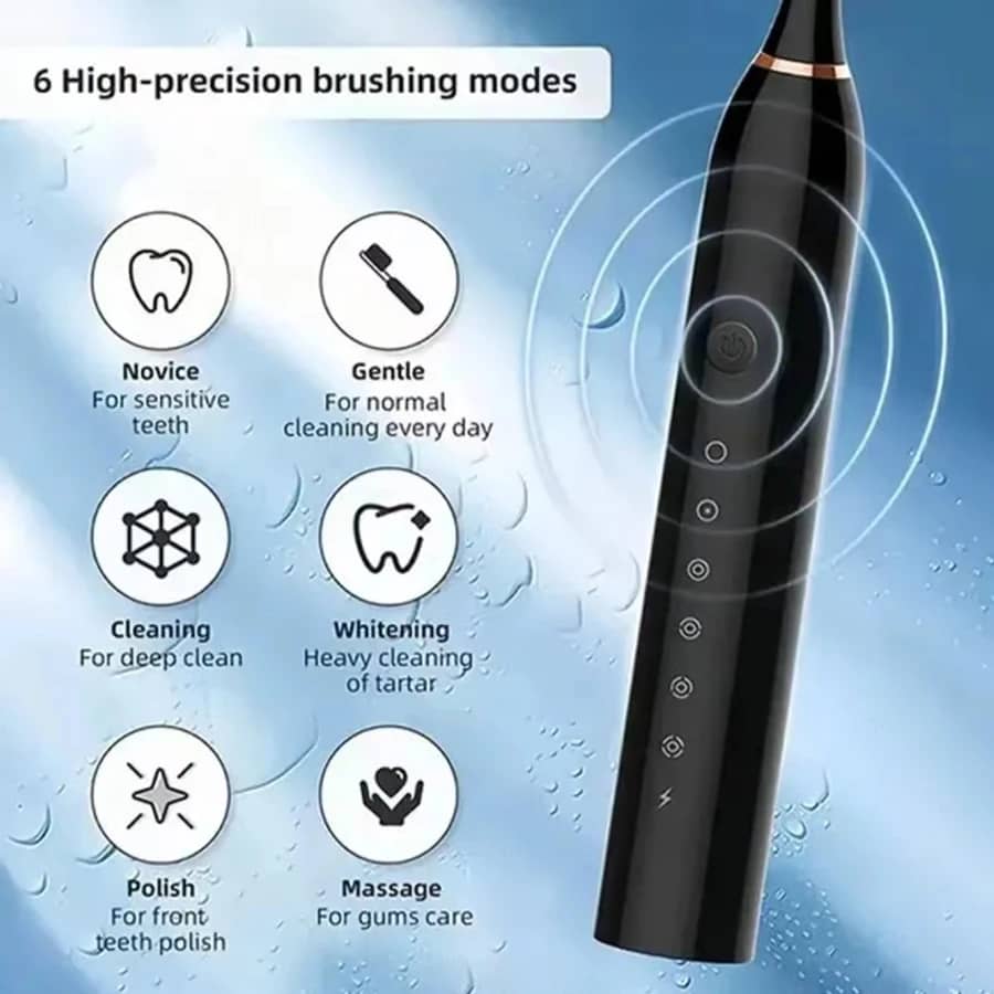 Electric Ultrasonic Toothbrush with 6 Speed Modes, USB Charging, Waterproof Design - Ideal for Adults & Couples - Image 2