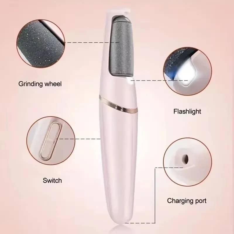Rechargeable Electric Foot Callus Remover Pedicure Tool - USB Automatic Dead Skin Grinder with 2 Roller Heads for Smooth Feet - Image 5