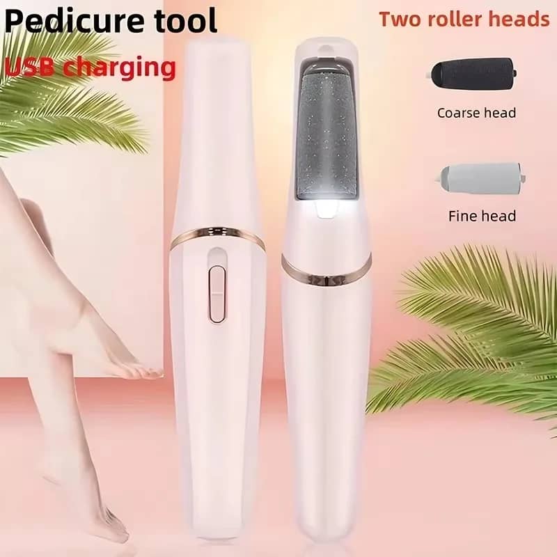 Rechargeable Electric Foot Callus Remover Pedicure Tool - USB Automatic Dead Skin Grinder with 2 Roller Heads for Smooth Feet - Image 3