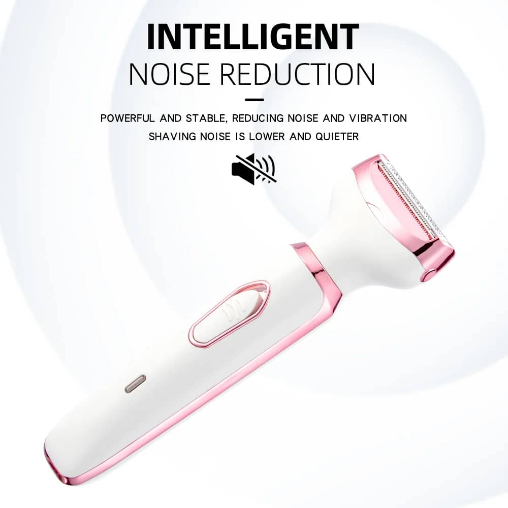 4-in-1 Electric Lady Shaver for Women - Painless Cordless Body Hair Removal Epilator with Trimmer, Eyebrow, and Nose Hair Attachments, USB Rechargeable, Perfect Gift - Image 4