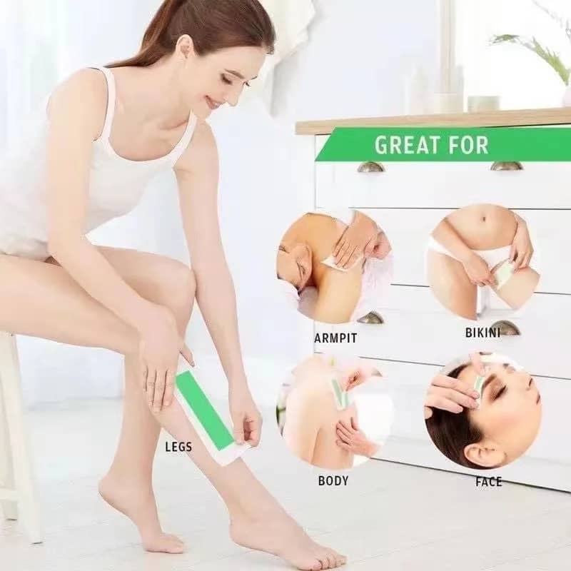 10PCS 20 Sides Aloe Wax Strips for Gentle Body Hair Removal - Smooth Skin Up to 4 Weeks, Nonwoven Fabric for Legs, Underarms, Arms, Face - Easy Cold Wax Application - Image 6