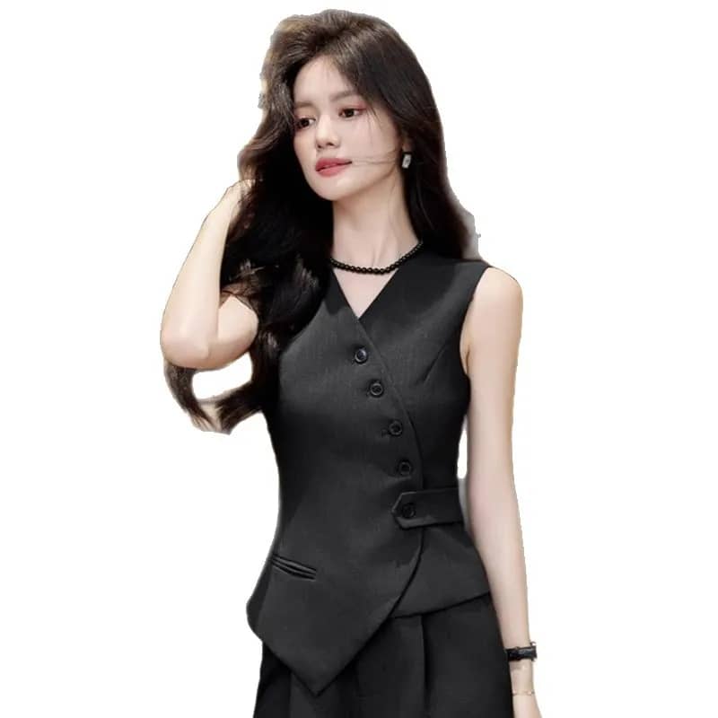 Elegant Women's Polyester Suit Vest - Sleeveless, Button Detail, Commute Style, Slim Fit for Autumn 2025 - Image 5