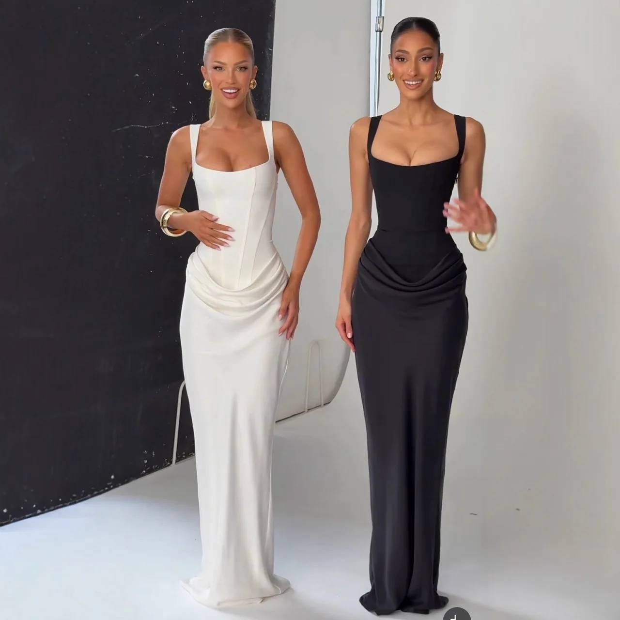 Elegant Women's White Sexy Corset Maxi Dress - Perfect for Parties, Evenings, and Prom - Available in Black - Image 1