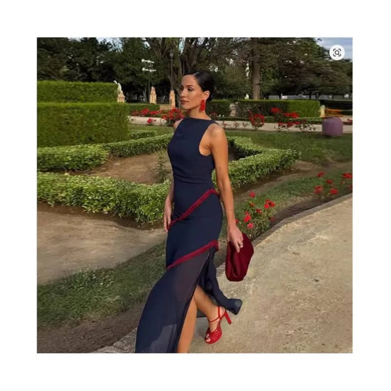 Women's Summer Fashion Sexy Sleeveless Backless Patchwork Tassel Dress - Elegant Evening & Party Wear for Ladies - Image 2