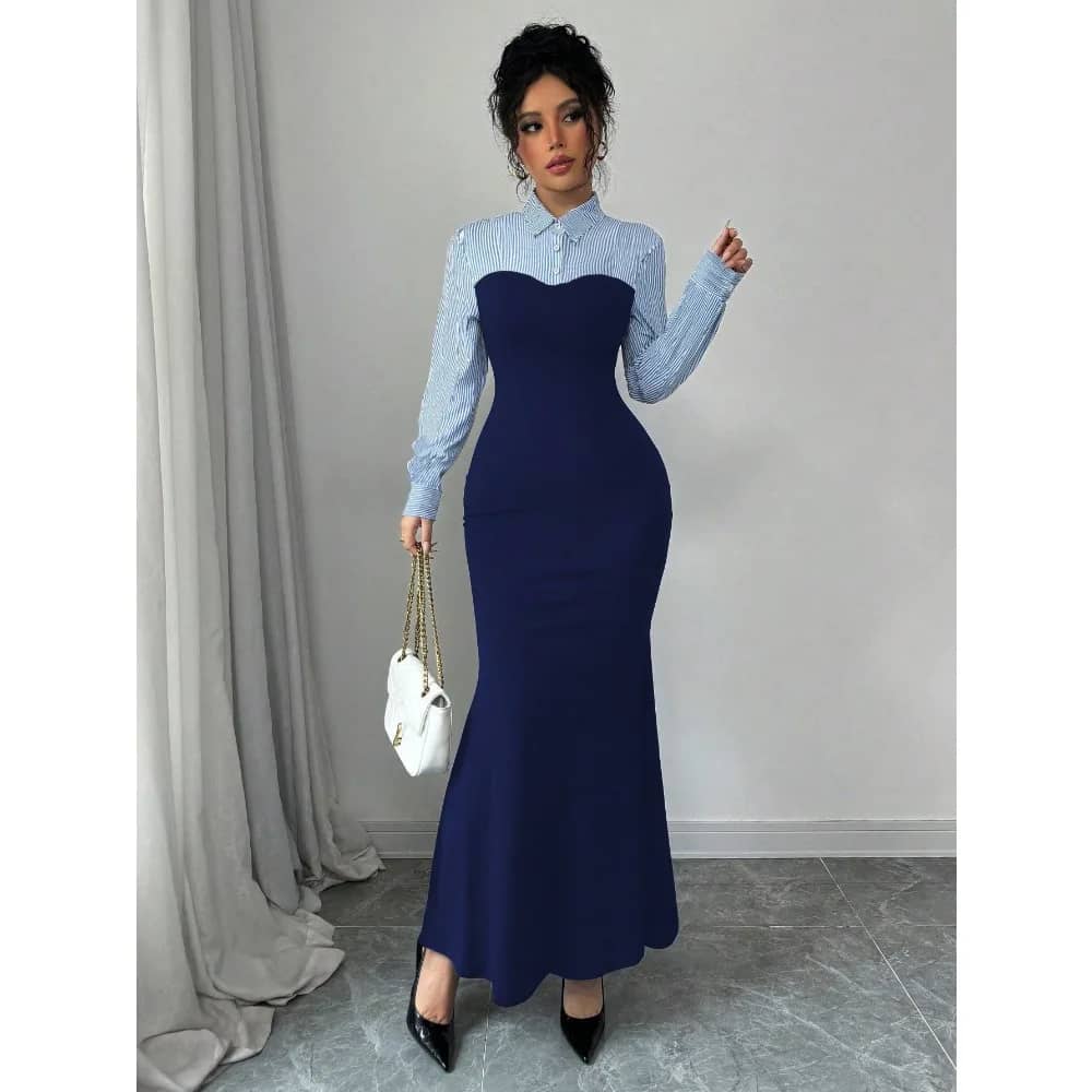2025 Autumn/Winter Women's Elegant Fishtail Long Dress - Form-Fitting, Skin-Friendly Design for Stylish Ladies - Image 3