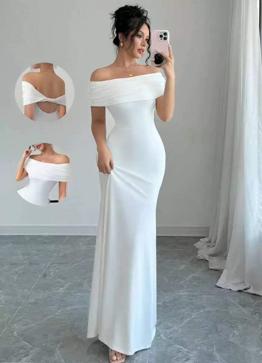 Women's Off-Shoulder Sleeveless Sexy Bodycon Midi Party Dress, Elegant Bandage Cocktail Dress for Night Out Events - Image 5
