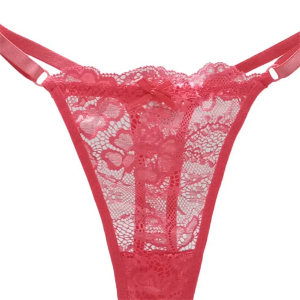 3PCS Women's Sexy Lace Thong Panties - Adjustable Low Waist Transparent T-back Underwear for Ladies - Image 5