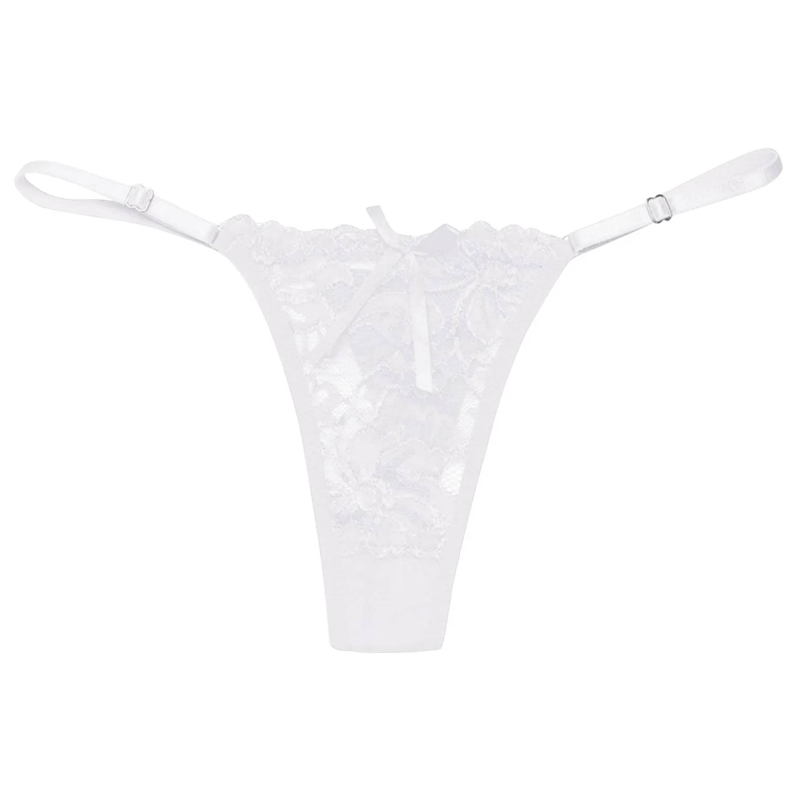 Women's Sexy Lace Thong Panties - Transparent Breathable Low Waist Briefs with Bowknot Detail, Ideal for Casual & Clubwear - Image 3