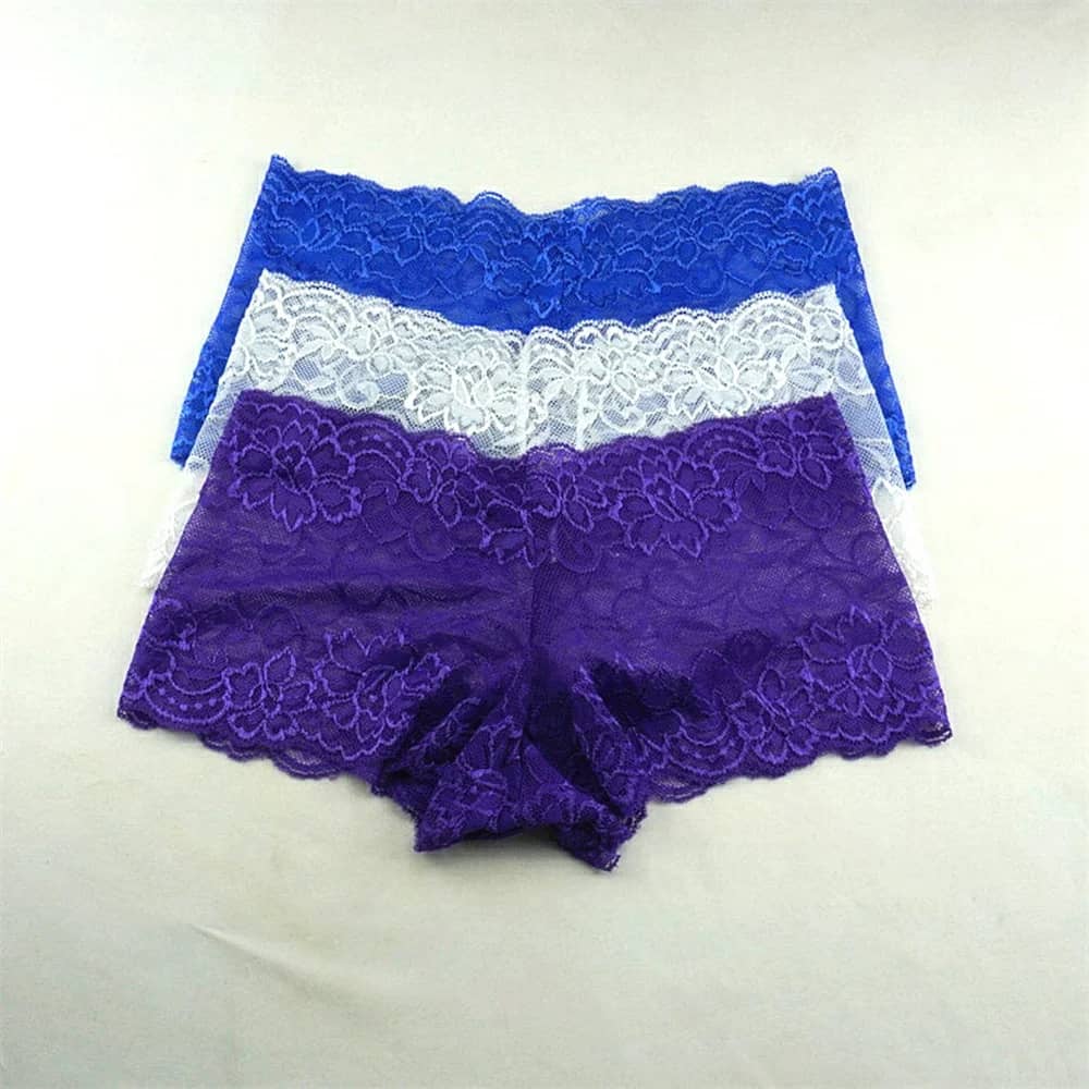 3pcs Women's Silk Boyshorts Transparent Panties Lingerie - Comfortable & Stylish Ladies Underwear Shorts (M-XXL) - Image 3