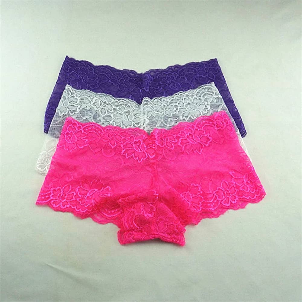 3pcs Women's Silk Boyshorts Transparent Panties Lingerie - Comfortable & Stylish Ladies Underwear Shorts (M-XXL) - Image 2