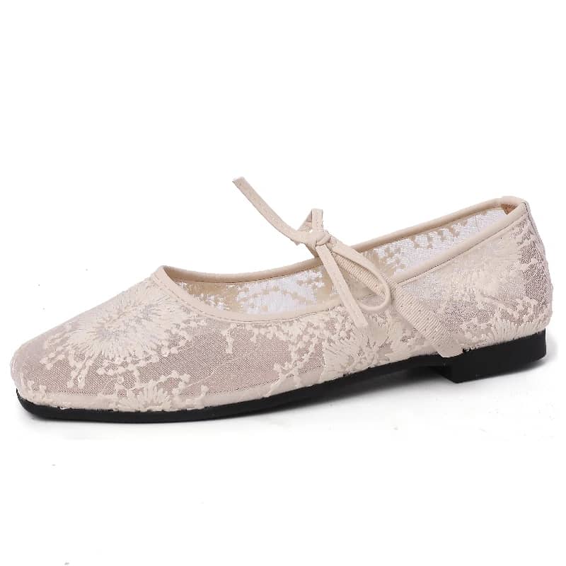 Women's Fashionable Lace Mary Jane Flats - Comfortable Slip-On Street Style Dress Shoes with Soft Sole for Everyday Wear - Image 6