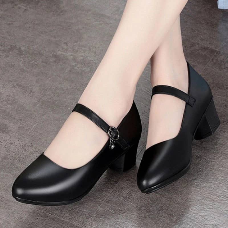 2025 New Women's Medium Heel Pumps - Soft Leather, Non-Slip Sole, Adjustable Buckle, Comfortable for Daily & Casual Wear - Image 1