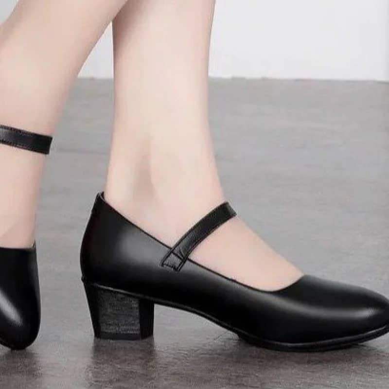 2025 New Women's Medium Heel Pumps - Soft Leather, Non-Slip Sole, Adjustable Buckle, Comfortable for Daily & Casual Wear - Image 4