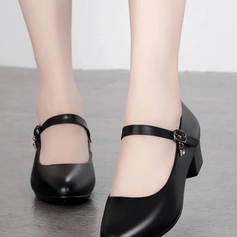 2025 New Women's Medium Heel Pumps - Soft Leather, Non-Slip Sole, Adjustable Buckle, Comfortable for Daily & Casual Wear - Image 3