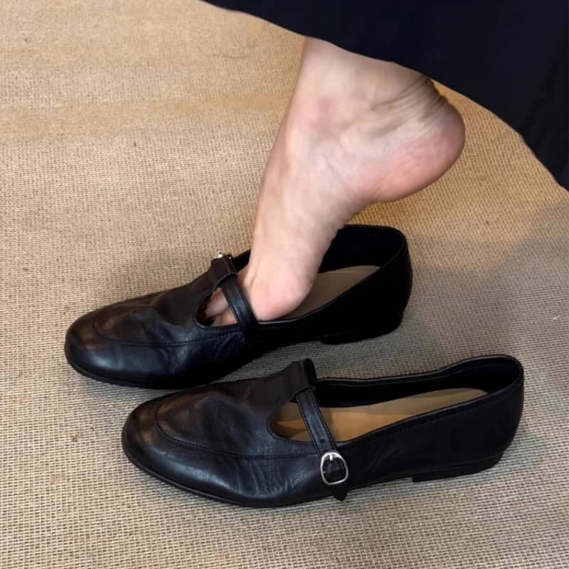 Women's Vintage Mary Jane Flats - 2025 Spring/Fall Square Toe Low Cut Loafers, Soft Leather, British Style Casual Shoes for Everyday Wear - Image 3
