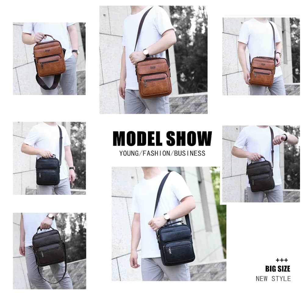 JEEP BULUO Men's Genuine Leather Crossbody Shoulder Messenger Bag - Large Size Business Casual Satchel for 9.7" iPad, Travel, Work - Image 4