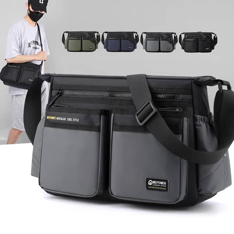 Men's Luxury Nylon Crossbody Messenger Bag - Multi-Layer Pocket Design, Large Capacity, Waterproof, Casual Fashion Shoulder Bag for Travel & Daily Use - Image 1