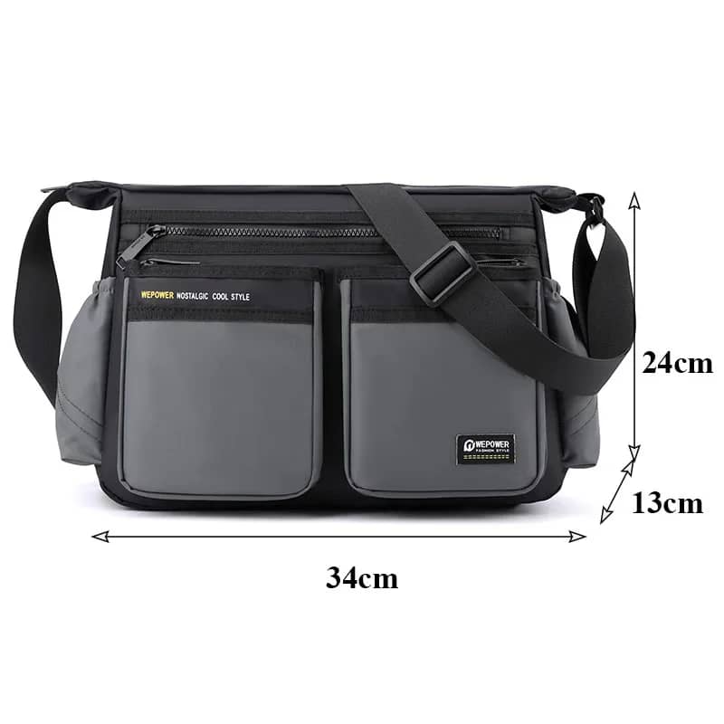 Men's Luxury Nylon Crossbody Messenger Bag - Multi-Layer Pocket Design, Large Capacity, Waterproof, Casual Fashion Shoulder Bag for Travel & Daily Use - Image 3