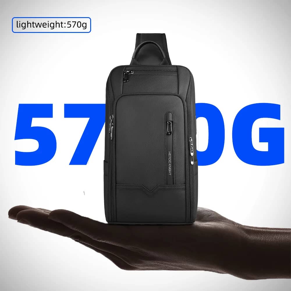 HcanKcan Men's Fashion Crossbody Bag - Waterproof USB Shoulder Sling Chest Pack for Travel & Sport, Fits 9.7" iPad - Image 5