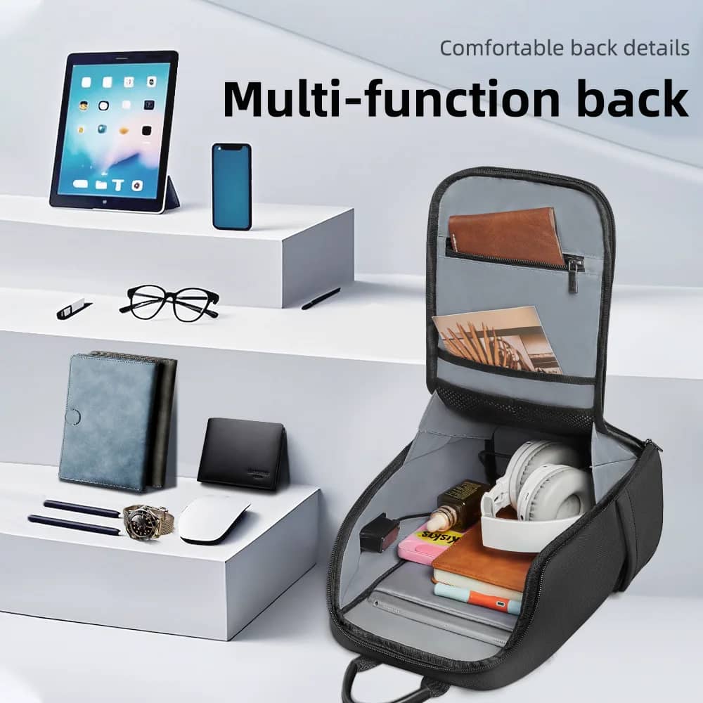 HcanKcan Men's Fashion Crossbody Bag - Waterproof USB Shoulder Sling Chest Pack for Travel & Sport, Fits 9.7" iPad - Image 6